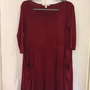 Dark Red 3/4 sleeve Lounge Dress